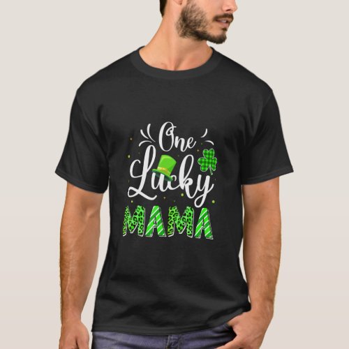 Womens One Lucky Mama Irish Shamrock Leopard St Pa T_Shirt