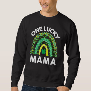 Womens One Lucky Mama Leopard Rainbow Funny St Pa Sweatshirt