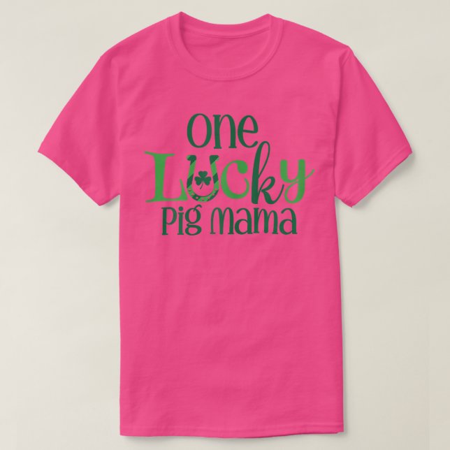 Womens One Lucky Pig Mama Shamrock Leaf St Patrick T-Shirt (Design Front)