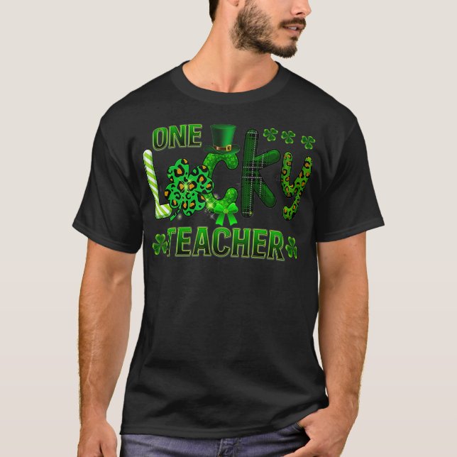 Womens One Lucky Teacher Funny St Patricks Day  T-Shirt (Front)