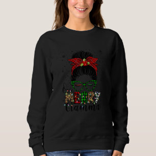 Womens One Merry Glamma Messy Bun Christmas Family Sweatshirt