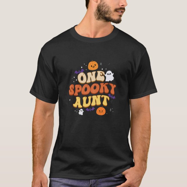 Womens One Spooky Aunt Boo Halloween Cute Family T-Shirt (Front)