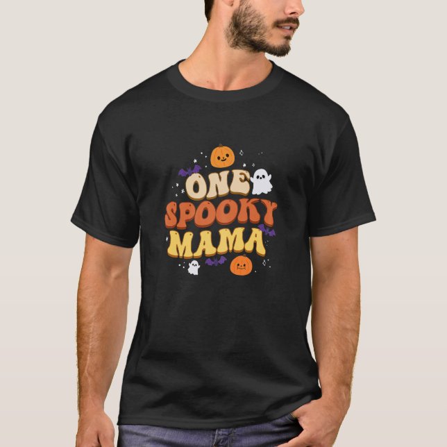 Womens One Spooky Mama Mom Boo Halloween Cute T-Shirt (Front)