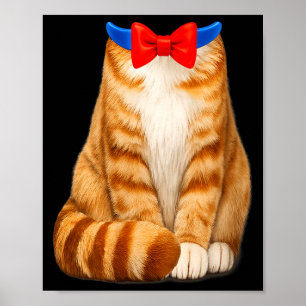 Women's orange cat costume tabby bow tie cute poster