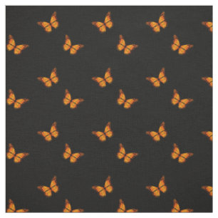 Women's Orange Fluttering Butterfly On Black Fabric