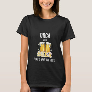 Womens Orca And Beer That's Why I'm Here V Neck T-Shirt