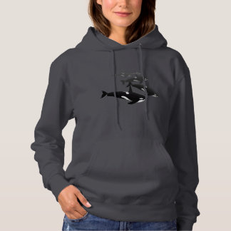 Women's Orca Hoodie Killer Whale Lady's Sweatshirt