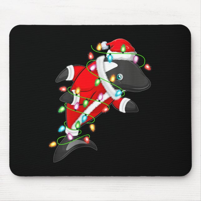 Womens Orca Xmas Lighting Santa Costume Orca Chris Mouse Pad (Front)