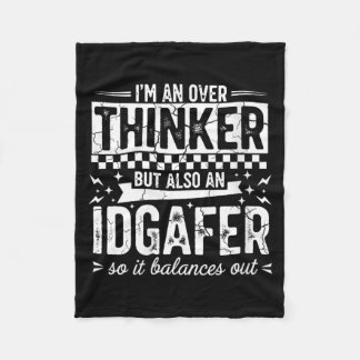 Womens Over Thinker Idgaf Funny Sarcastic Quote Fleece Blanket
