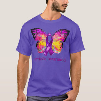Womens Overdose Awareness Purple Ribbon Butterfly  T-Shirt