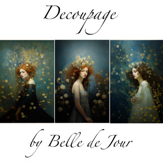 Women's paintings with gold accents decoupage wrapping paper sheets