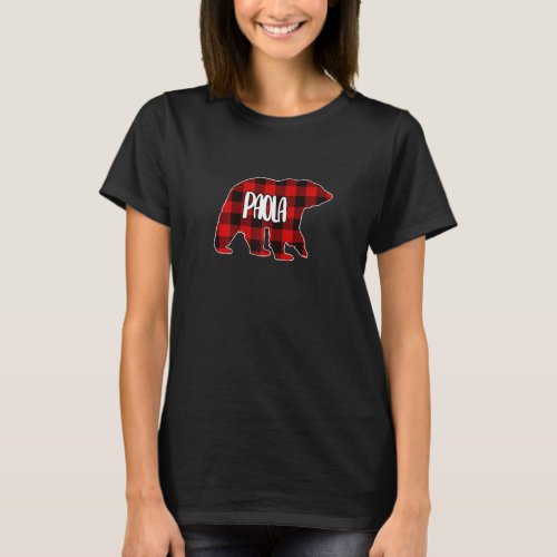 Womens Paola Bear Custom Red Buffalo Plaid Christm T_Shirt
