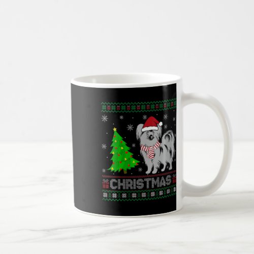 Womens Papillon Dog Xmas Tree Lighting Ugly Christ Coffee Mug