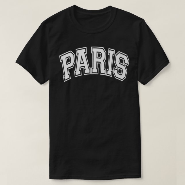Womens Paris France Varsity Style Pink with White  T-Shirt (Design Front)
