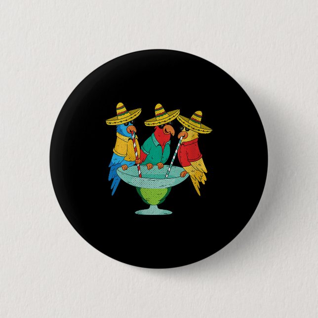 Womens Parrot Cinco De Mayo Funny Drinking Tequila Button (Front)