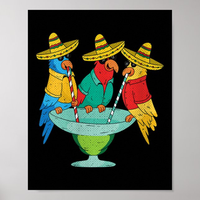 Womens Parrot Cinco De Mayo Funny Drinking Tequila Poster (Front)