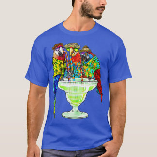 Womens Parrots Drinking Margarita Hawaiian Vacati T-Shirt