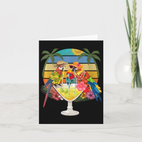 Womens Parrots Drinking Margarita On Summer Vacati Card