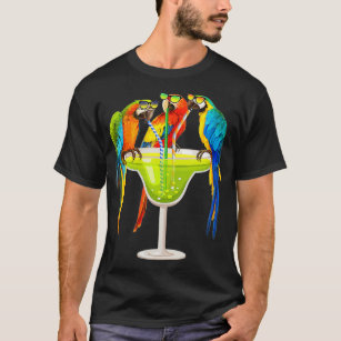 Womens Parrots Drinking Margarita On Summer Vacati T-Shirt