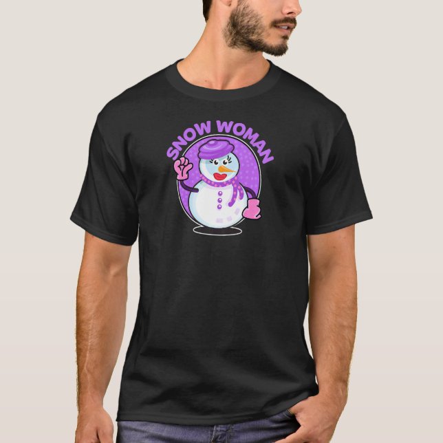 Womens Partnerlook Woman Snowman Family Christmas  T-Shirt (Front)