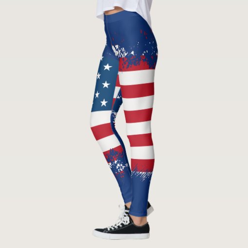 Women's Patriotic American Flag Leggings | Zazzle