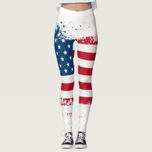 Women's Patriotic Flag Leggings (Front)
