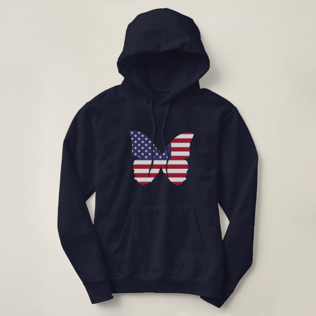 Women's Patriotic Hoodie-Butterfly Hoodie (Design Front)