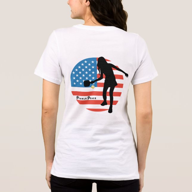 Women's Patriotic Pickleball T-Shirt by Pickle Pea Tri-Blend Shirt (Back)