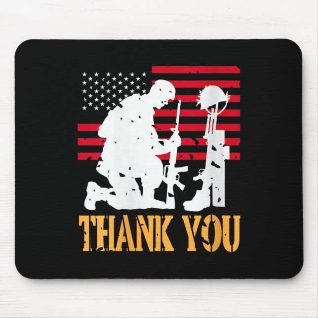 Womens Patriotic Soldier Kneeling Battlefield Cros Mouse Pad (Front)