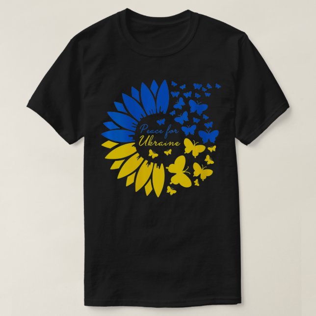 Womens Peace in Ukraine Sunflower T for Women Flag T-Shirt (Design Front)