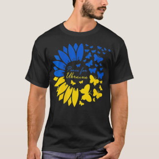 Womens Peace in Ukraine Sunflower T for Women Flag T-Shirt