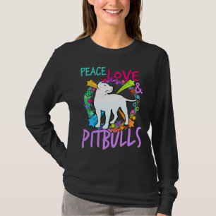 Womens Peace Love And Pitbull Print Pit Bull Lover T-Shirt