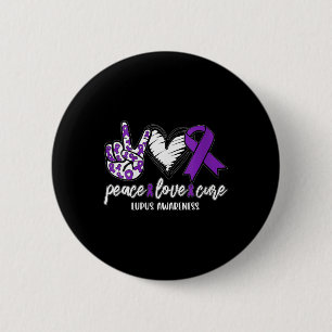 Womens Peace Love Cure Lupus Awareness Support Rib Button
