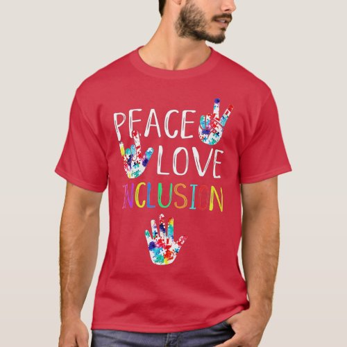 Womens Peace Love Inclusion SPED Squad Special Ed  T_Shirt