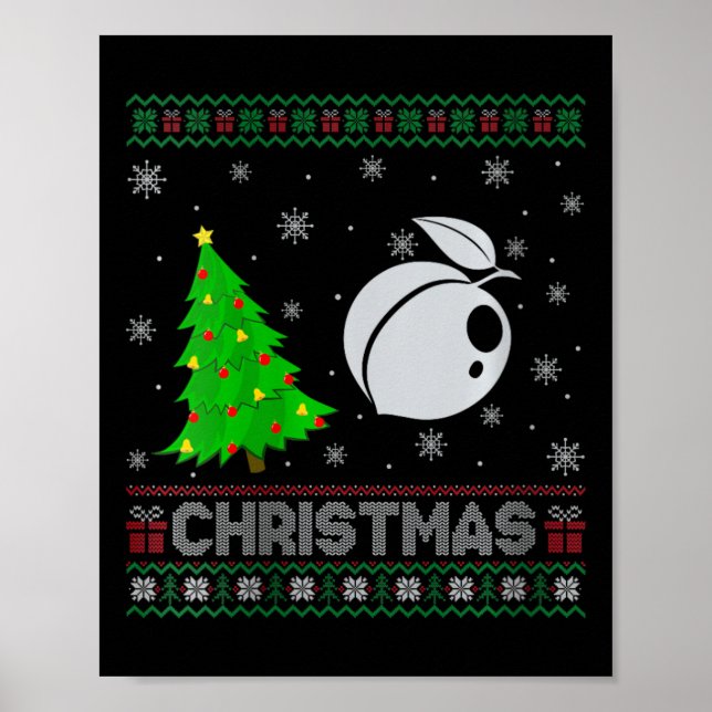 Womens Peach Xmas Tree Lighting Ugly Christmas Swe Poster (Front)