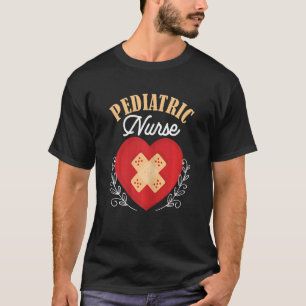 Womens Pediatrician Nursing Heart Shape PEDS Nurse T-Shirt