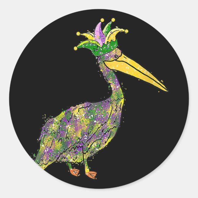 Womens Pelican Beads Mardi Gras Festival New Orlea Classic Round Sticker (Front)