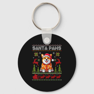 Womens Pembroke Welsh Corgi Santa Paws Merry Chris Keychain