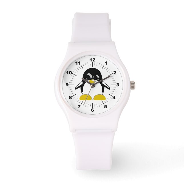 Women's Penguin Sporty White Silicon Watch Penguin (Front)