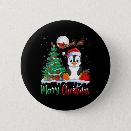 Womens Penguin Wearing Santa Hat Xmas _ Merry Chri Button