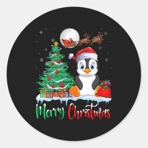 Womens Penguin Wearing Santa Hat Xmas _ Merry Chri Classic Round Sticker