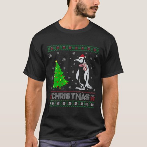 Womens Penguin Xmas Tree Lighting Ugly Christmas S T_Shirt