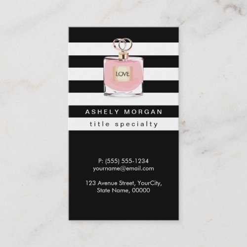 Womens Perfume Fragrances Shop Black White Stripes Business Card