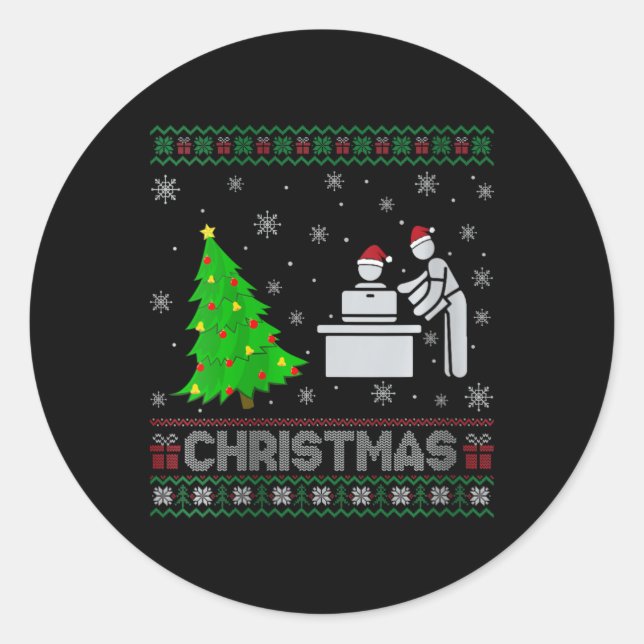 Womens Personal Assistant Xmas Tree Lighting Ugly  Classic Round Sticker (Front)