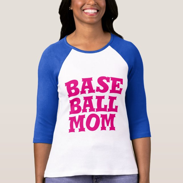 Womens Personalized Baseball Mom 3/4 Sleeve Jersey T-Shirt (Front)