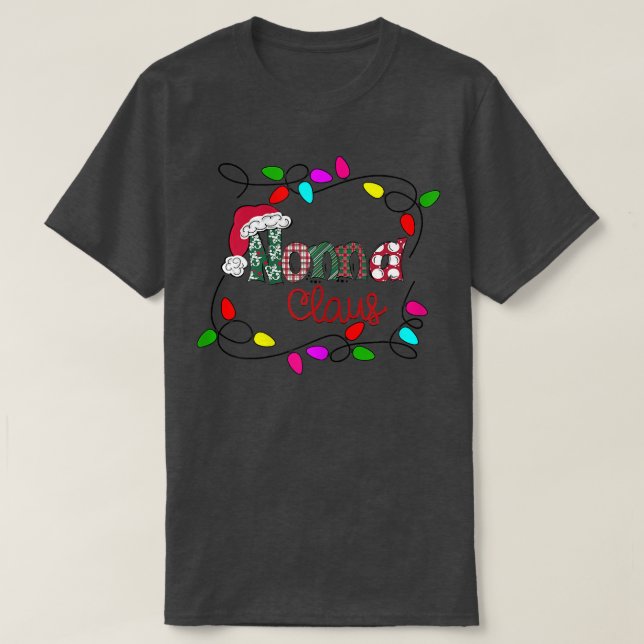 Womens Personalized Christmas Nonna Claus Xmas Lig T-Shirt (Design Front)