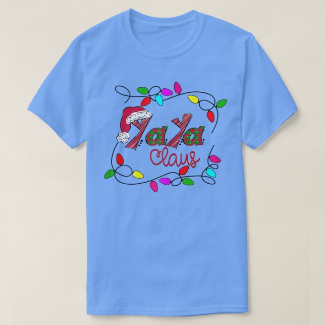 Womens Personalized Christmas Yaya Claus Xmas Ligh T-Shirt (Design Front)