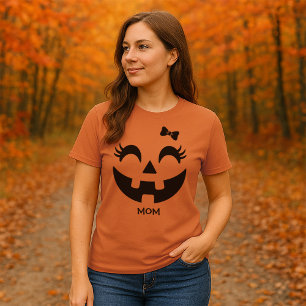 Womens Personalized Cute Jack O' Lantern Face T-Shirt