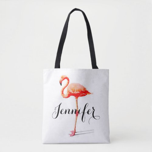 Womens Personalized Flamingo Tote Bag