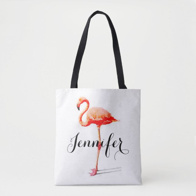 Women's Personalized Flamingo Tote Bag (Front)